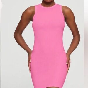 Skims sugar Pink cotton rib Mini Dress 3x